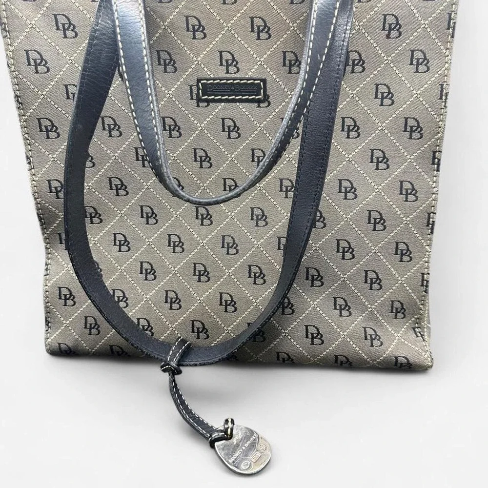 Authentic Dooney & Bourke Signature DB Monogram Jacquard Tote Bag Black Leather